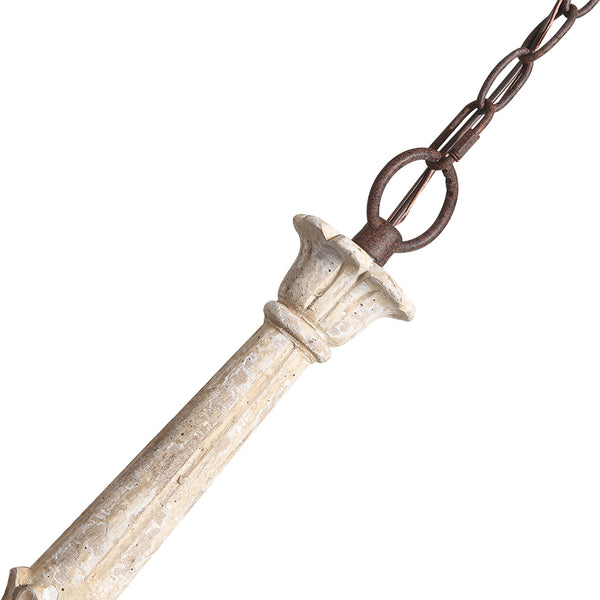 Lustre Shabby Chic 6 lumières en bois vieilli style bougie