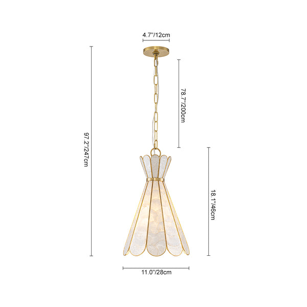 Einflammige Pendelleuchte Petal Shell | Hängelampe in Antikgold E27