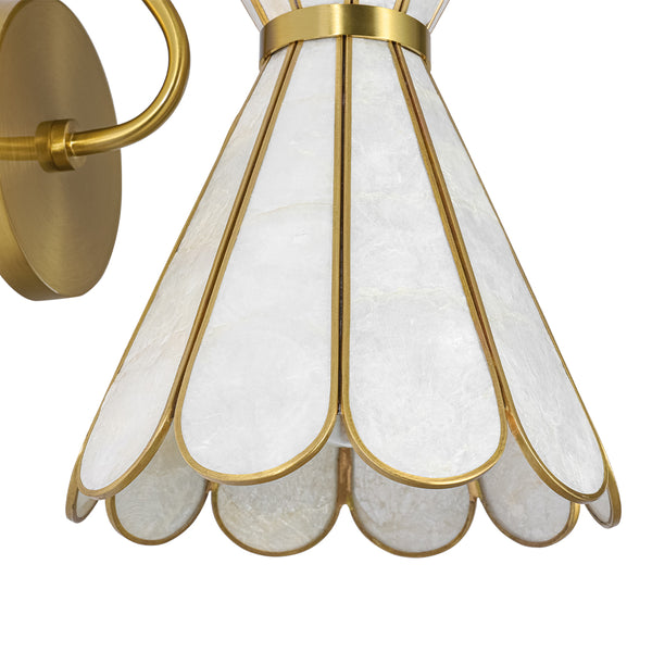 Wandleuchte Petal Shell, einflammig | Antikgold E27 Nachttischleuchte