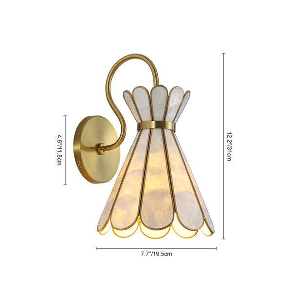 Wandleuchte Petal Shell, einflammig | Antikgold E27 Nachttischleuchte