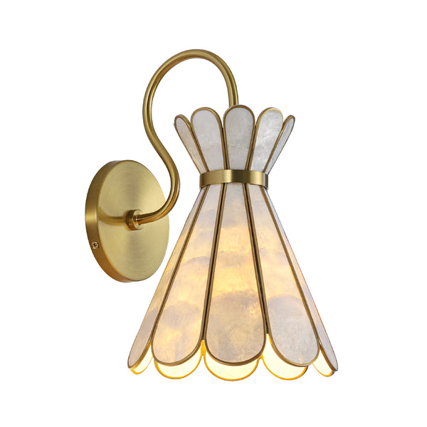 Wandleuchte Petal Shell, einflammig | Antikgold E27 Nachttischleuchte