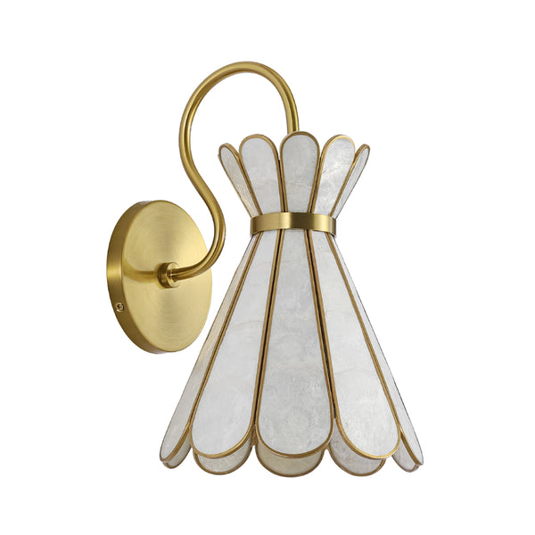 Wandleuchte Petal Shell, einflammig | Antikgold E27 Nachttischleuchte