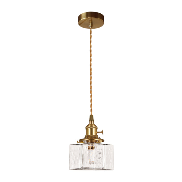 3-Style Vintage 1-Light Textured Hammered Cubic Glass Pendant Light