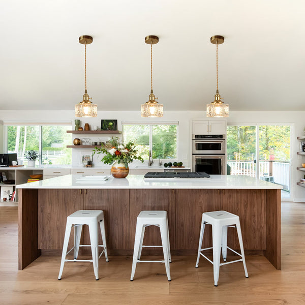 3-Style Vintage 1-Light Textured Hammered Cubic Glass Pendant Light