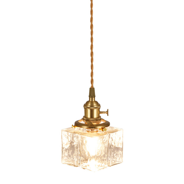 3-Style Vintage 1-Light Textured Hammered Cubic Glass Pendant Light