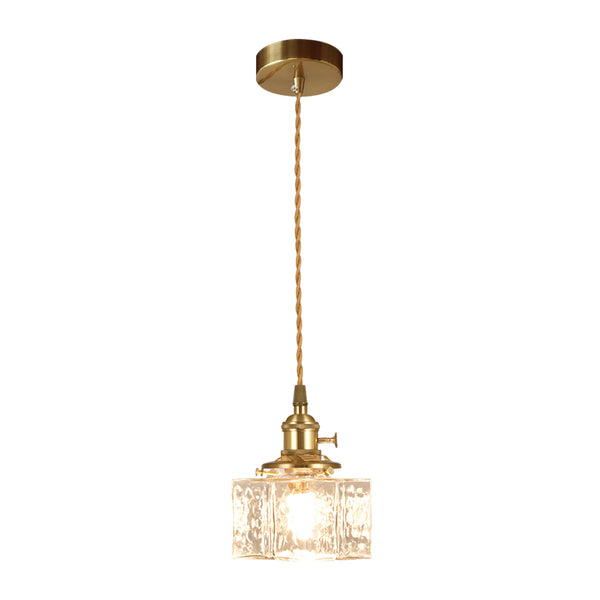3-Style Vintage 1-Light Textured Hammered Cubic Glass Pendant Light