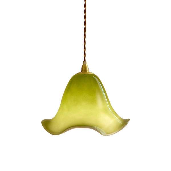 Vintage Cottage Farbverlauf Grün Rüschen Glocke Glas Pendelleuchte