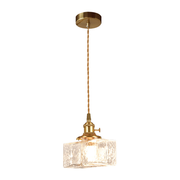 3-Style Vintage 1-Light Textured Hammered Cubic Glass Pendant Light