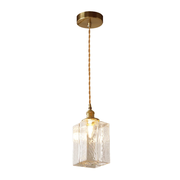 3-Style Vintage 1-Light Textured Hammered Cubic Glass Pendant Light