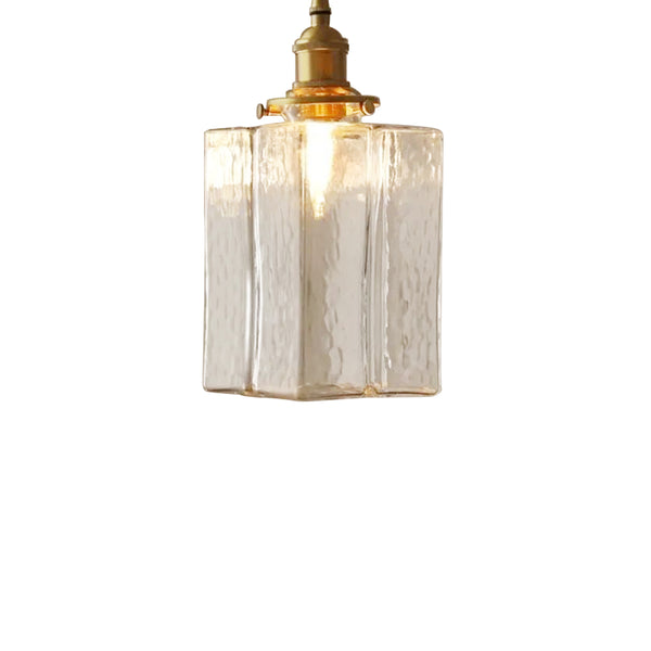 3-Style Vintage 1-Light Textured Hammered Cubic Glass Pendant Light