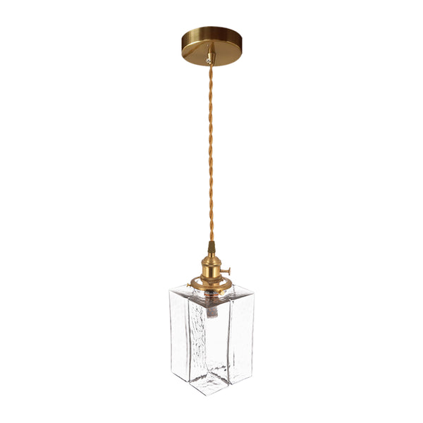 3-Style Vintage 1-Light Textured Hammered Cubic Glass Pendant Light