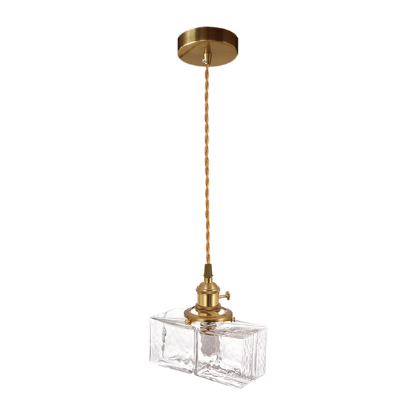3-Style Vintage 1-Light Textured Hammered Cubic Glass Pendant Light