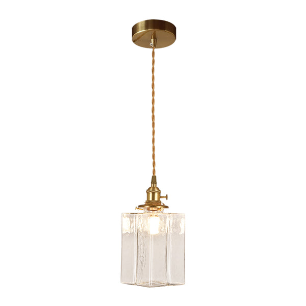 3-Style Vintage 1-Light Textured Hammered Cubic Glass Pendant Light
