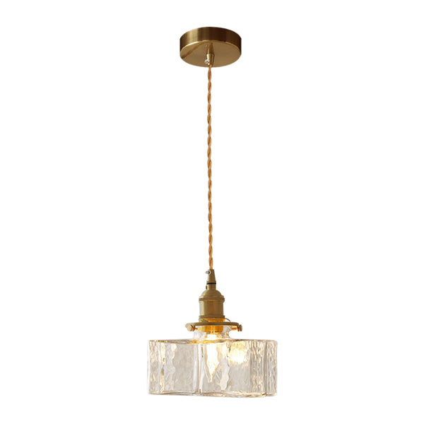 3-Style Vintage 1-Light Textured Hammered Cubic Glass Pendant Light
