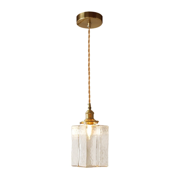 3-Style Vintage 1-Light Textured Hammered Cubic Glass Pendant Light