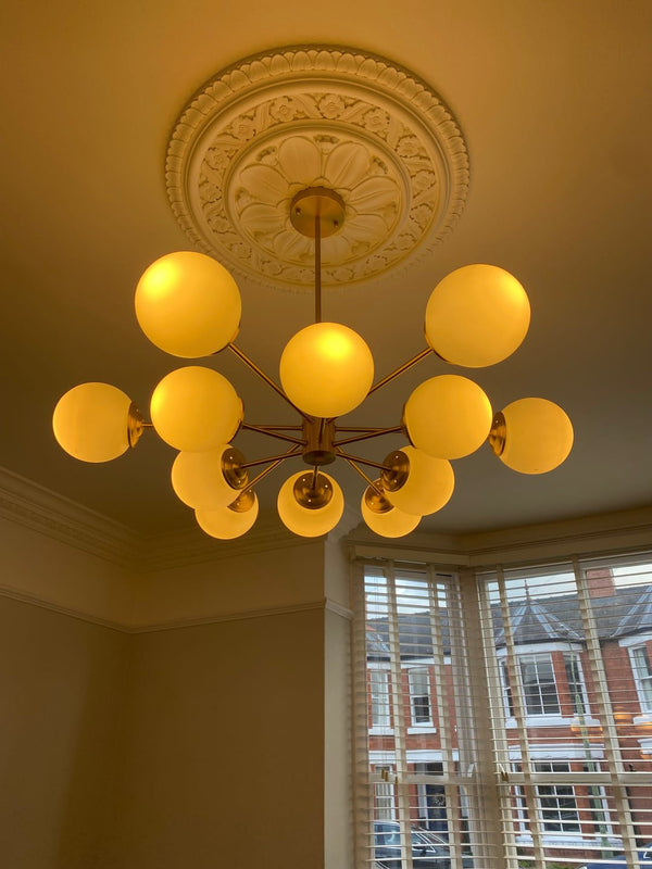 Mid-Century Modern 6/8 Lichter Sputnik Glaskugel Kronleuchter