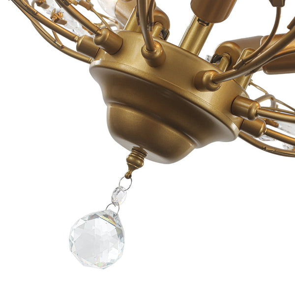 Art Deco Vintage 5 - Light Flower Basket Crystal Semi Flush Mount Ceiling Light - Yiilighting