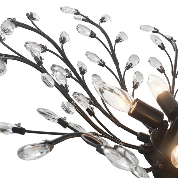 Art Deco Vintage 5 - Light Flower Basket Crystal Semi Flush Mount Ceiling Light - Yiilighting