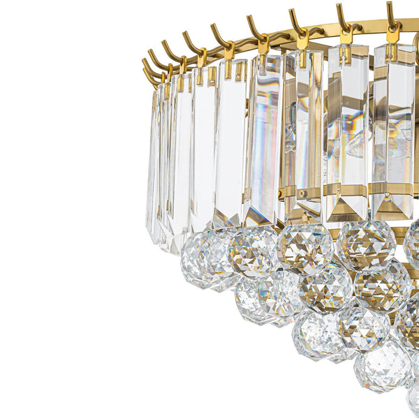 Bauhaus 5-Light Brass Round Drum Tiered Crystal Chandelier - Yiilighting