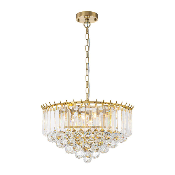Bauhaus 5-Light Brass Round Drum Tiered Crystal Chandelier - Yiilighting