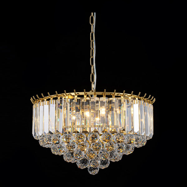 Bauhaus 5-Light Brass Round Drum Tiered Crystal Chandelier - Yiilighting