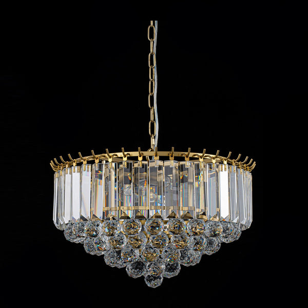 Bauhaus 5-Light Brass Round Drum Tiered Crystal Chandelier - Yiilighting