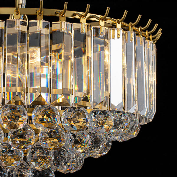Bauhaus 5-Light Brass Round Drum Tiered Crystal Chandelier - Yiilighting