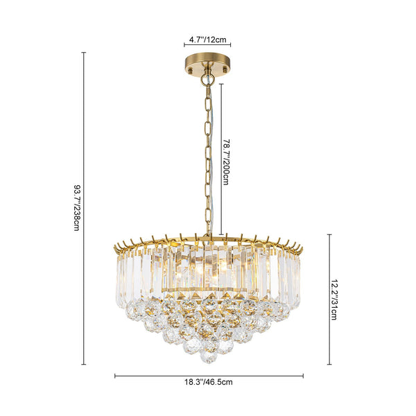 Bauhaus 5-Light Brass Round Drum Tiered Crystal Chandelier - Yiilighting