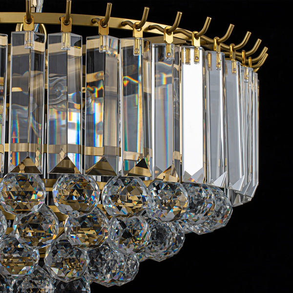 Bauhaus 5-Light Brass Round Drum Tiered Crystal Chandelier - Yiilighting