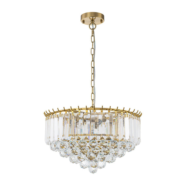 Bauhaus 5-Light Brass Round Drum Tiered Crystal Chandelier - Yiilighting