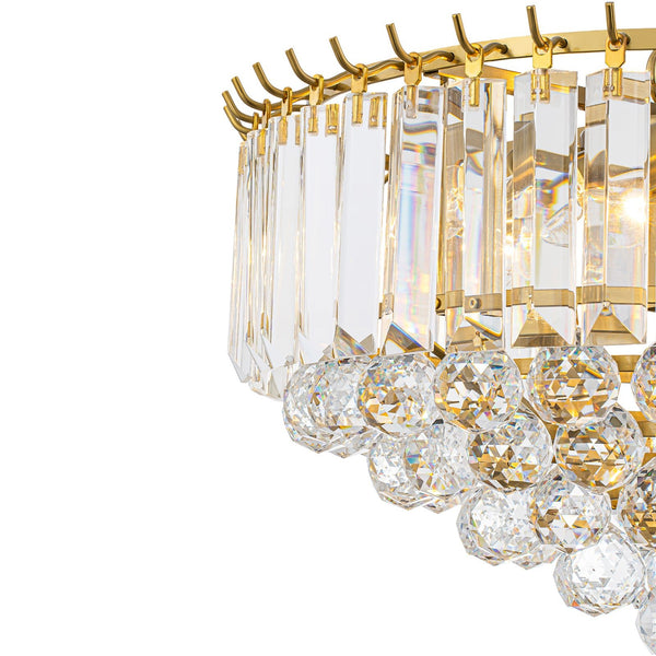Bauhaus 5-Light Brass Round Drum Tiered Crystal Chandelier - Yiilighting