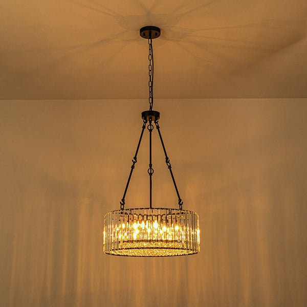 Bauhaus 5 - Light Drum Crystal Chandelier with Adjustable Chains/Rods - Yiilighting
