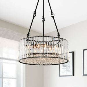 Bauhaus 5 - Light Drum Crystal Chandelier with Adjustable Chains/Rods - Yiilighting