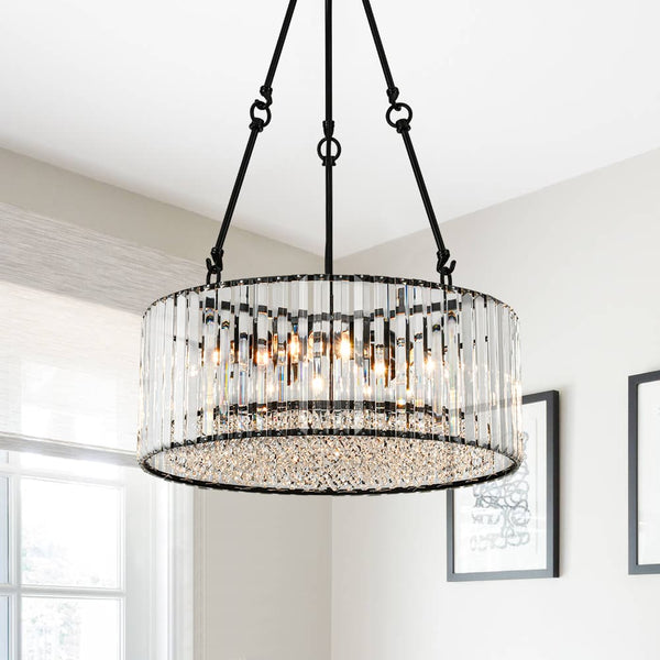 Bauhaus 5 - Light Drum Crystal Chandelier with Adjustable Chains/Rods - Yiilighting