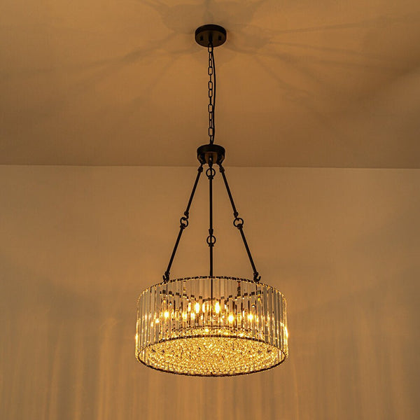 Bauhaus 5 - Light Drum Crystal Chandelier with Adjustable Chains/Rods - Yiilighting