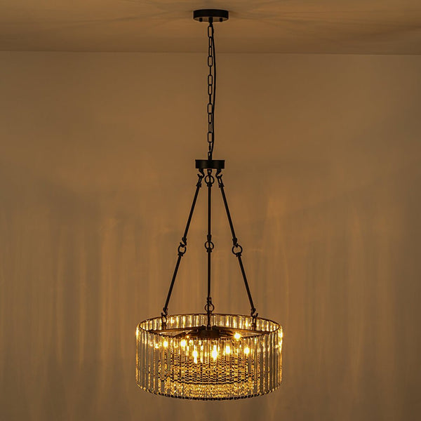 Bauhaus 5 - Light Drum Crystal Chandelier with Adjustable Chains/Rods - Yiilighting