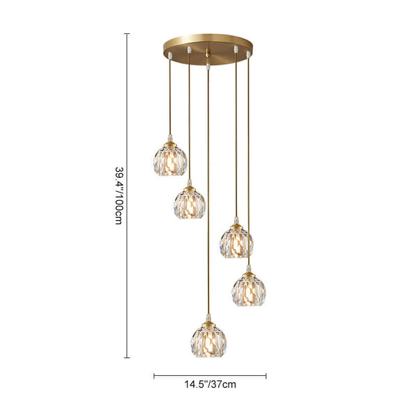 Bauhaus 5/9 - Light Disc Staircase Swirl Cluster Crystal Pendant Light - Yiilighting