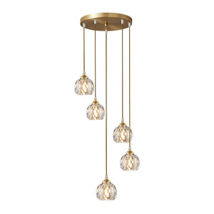 Bauhaus 5/9 - Light Disc Staircase Swirl Cluster Crystal Pendant Light - Yiilighting