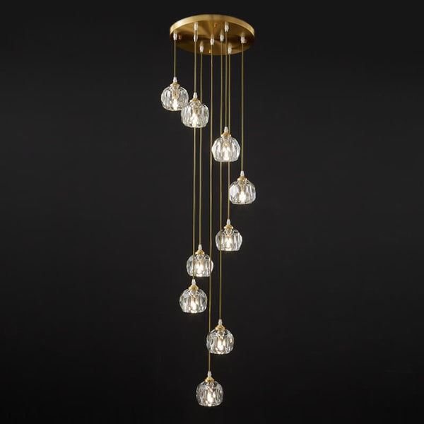 Bauhaus 5/9 - Light Disc Staircase Swirl Cluster Crystal Pendant Light - Yiilighting