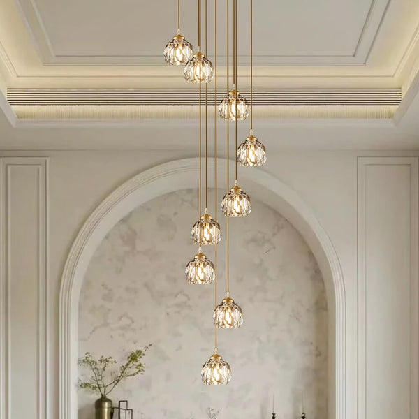 Bauhaus 5/9 - Light Disc Staircase Swirl Cluster Crystal Pendant Light - Yiilighting