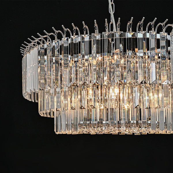 Bauhaus 9 - Light Round Drum Tiered Crystal Chandelier - Yiilighting