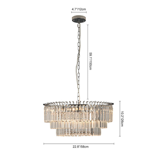 Bauhaus 9 - Light Round Drum Tiered Crystal Chandelier - Yiilighting