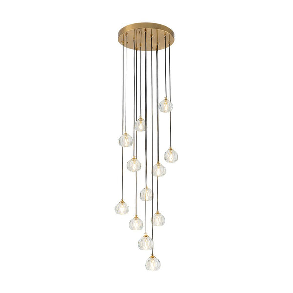 Bauhaus Glam 12 - Light Staircase Cluster Crystal Multi - Drop Tassel Pendant Light - Yiilighting