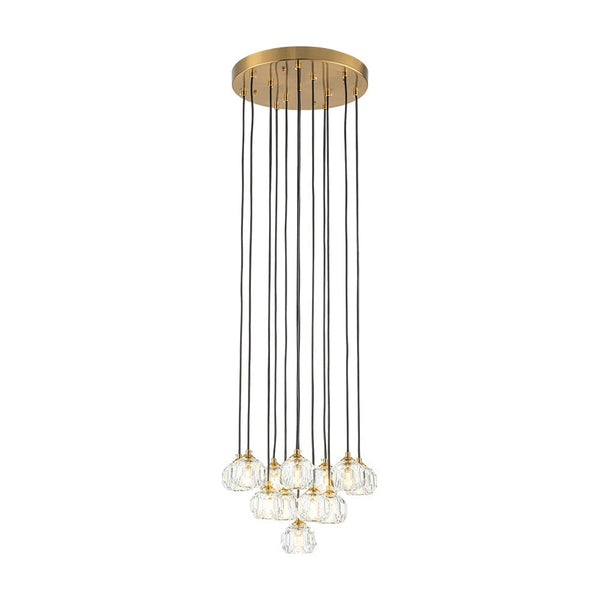 Bauhaus Glam 12 - Light Staircase Cluster Crystal Multi - Drop Tassel Pendant Light - Yiilighting