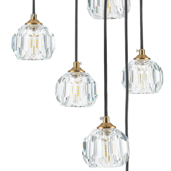 Bauhaus Glam 12 - Light Staircase Cluster Crystal Multi - Drop Tassel Pendant Light - Yiilighting
