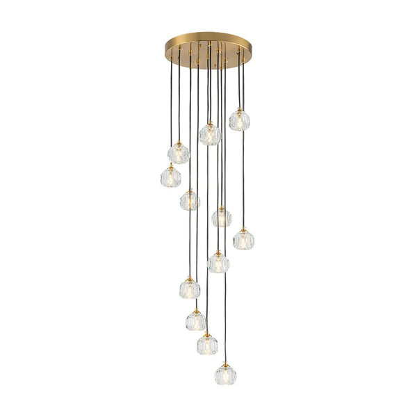 Bauhaus Glam 12 - Light Staircase Cluster Crystal Multi - Drop Tassel Pendant Light - Yiilighting