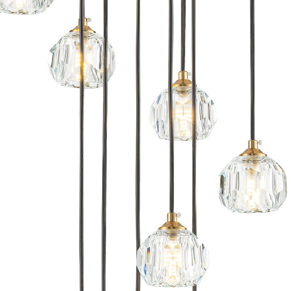 Bauhaus Glam 12 - Light Staircase Cluster Crystal Multi - Drop Tassel Pendant Light - Yiilighting