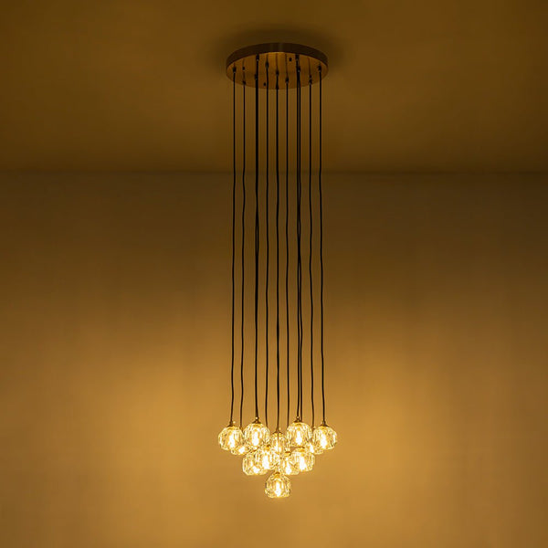 Bauhaus Glam 12 - Light Staircase Cluster Crystal Multi - Drop Tassel Pendant Light - Yiilighting