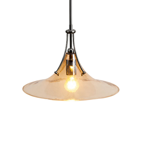 Bauhaus Minimalist Conical Flower Glass Chrome Simple Pendant - Yiilighting