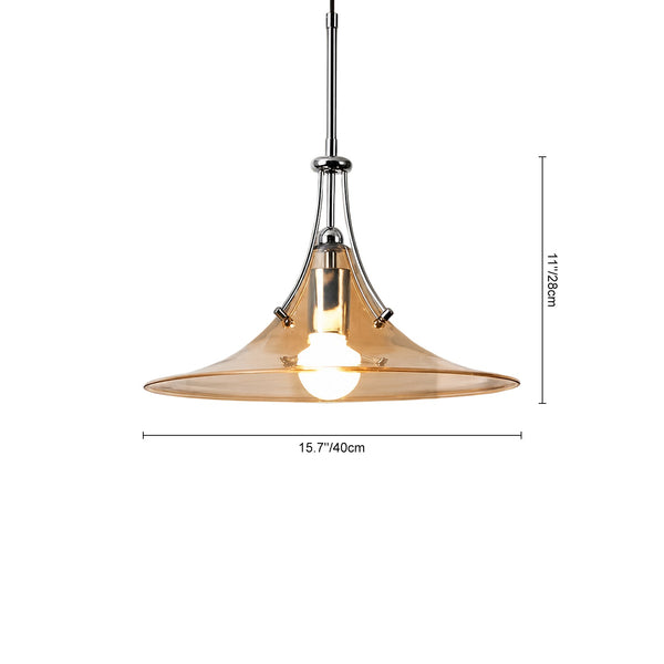 Bauhaus Minimalist Conical Flower Glass Chrome Simple Pendant - Yiilighting